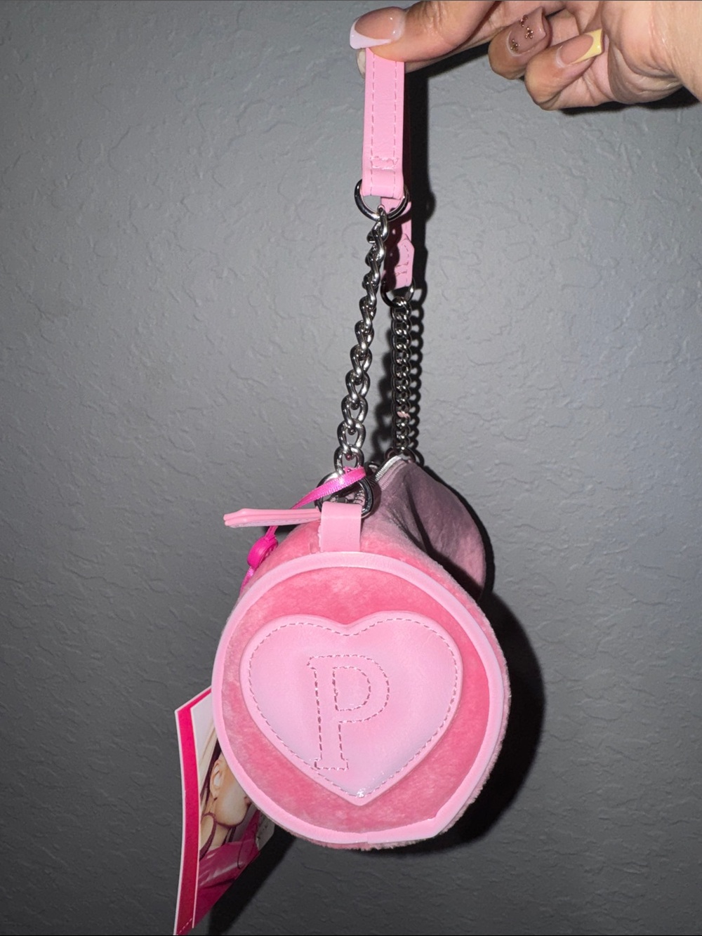 Paris Hilton Pink Suede Mini Shoulder Bag with Heart Lock - Picture 3 of 7